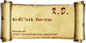 Kránik Dorina névjegykártya